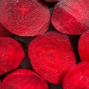 close up of cut beets